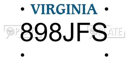 898JFS Virginia License Plate