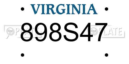 898S47 Virginia License Plate