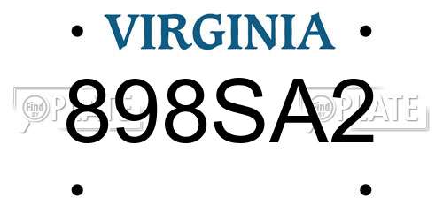 898SA2 Virginia License Plate