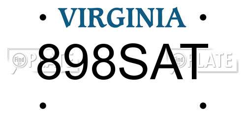 898SAT Virginia License Plate