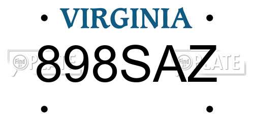 898SAZ Virginia License Plate