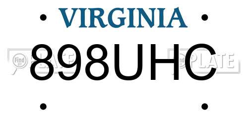 898UHC Virginia License Plate
