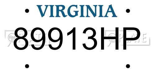 89913HP Virginia License Plate