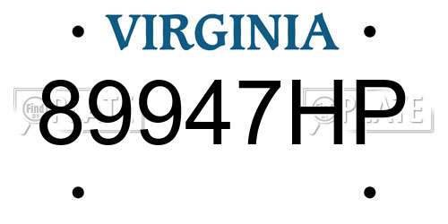 89947HP Virginia License Plate
