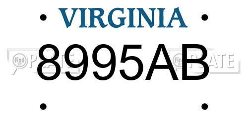 8995AB Virginia License Plate