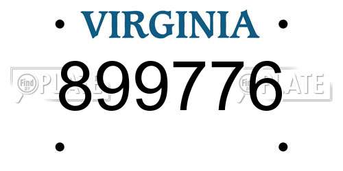 899776 Virginia License Plate