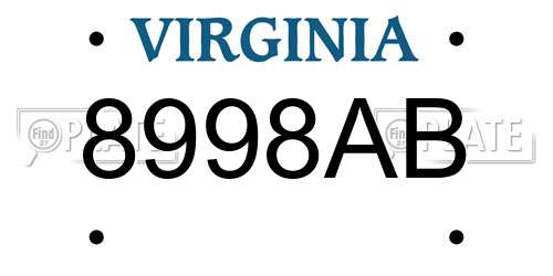 8998AB Virginia License Plate