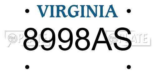 8998AS Virginia License Plate