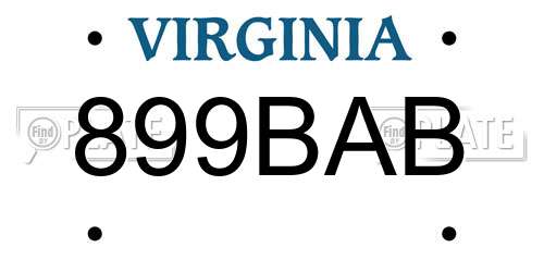 899BAB Virginia License Plate