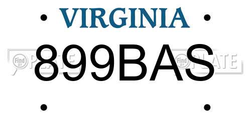 899BAS Virginia License Plate