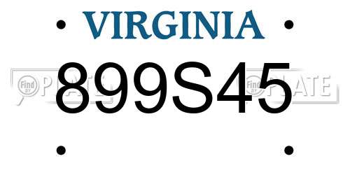 899S45 Virginia License Plate
