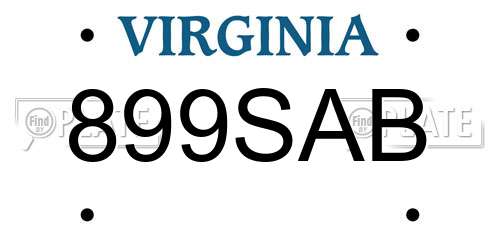 899SAB Virginia License Plate