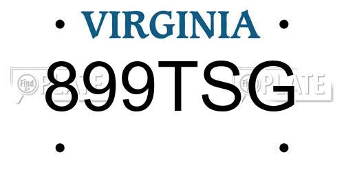 899TSG Virginia License Plate
