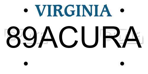89ACURA Virginia License Plate