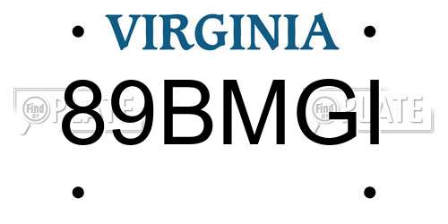 89BMGI Virginia License Plate
