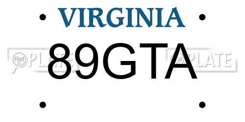 89GTA Virginia License Plate