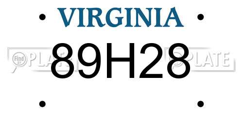89H28 Virginia License Plate