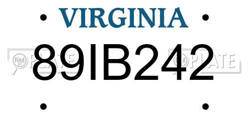 89IB242 Virginia License Plate