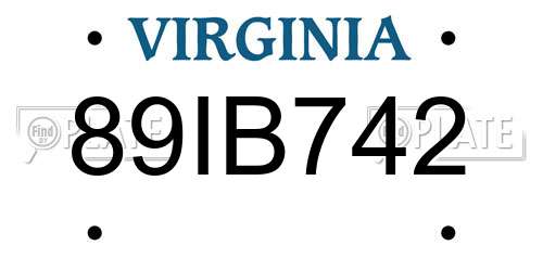 89IB742 Virginia License Plate