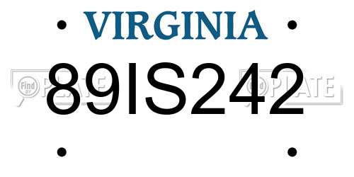 89IS242 Virginia License Plate