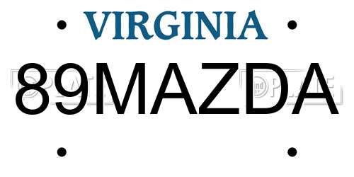 89MAZDA Virginia License Plate