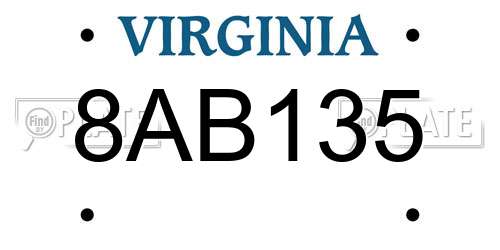 8AB135 Virginia License Plate