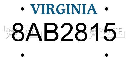 8AB2815 Virginia License Plate