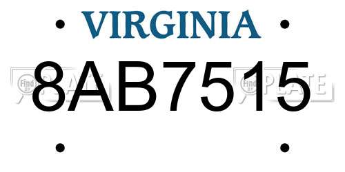 8AB7515 Virginia License Plate