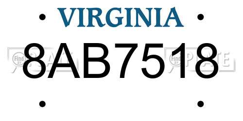 8AB7518 Virginia License Plate
