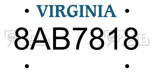 8AB7818 Virginia License Plate
