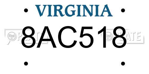 8AC518 Virginia License Plate
