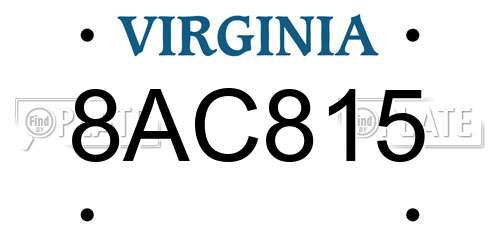 8AC815 Virginia License Plate