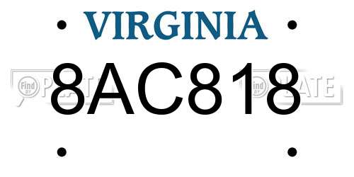 8AC818 Virginia License Plate