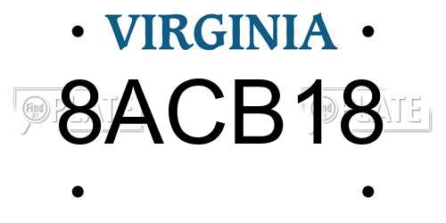 8ACB18 Virginia License Plate