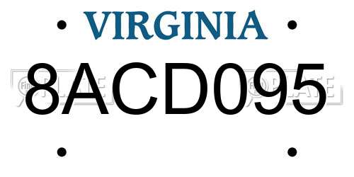 8ACD095 Virginia License Plate