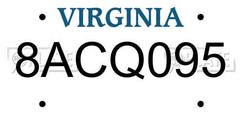 8ACQ095 Virginia License Plate