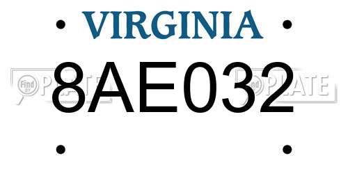 8AE032 Virginia License Plate
