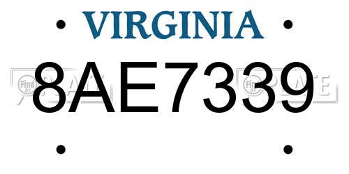 8AE7339 Virginia License Plate