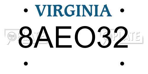 8AEO32 Virginia License Plate