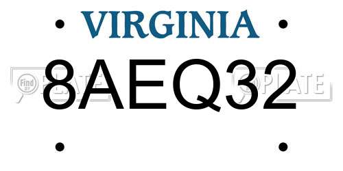 8AEQ32 Virginia License Plate