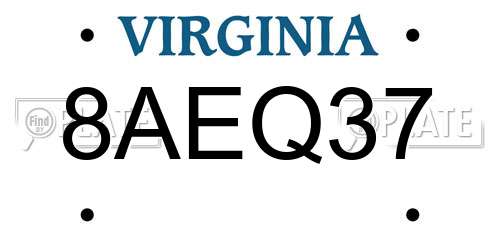 8AEQ37 Virginia License Plate