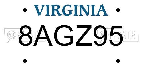 8AGZ95 Virginia License Plate