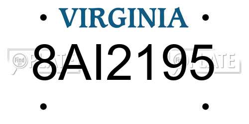 8AI2195 Virginia License Plate