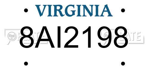 8AI2198 Virginia License Plate