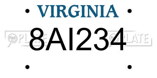 8AI234 Virginia License Plate