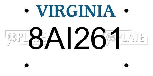 8AI261 Virginia License Plate