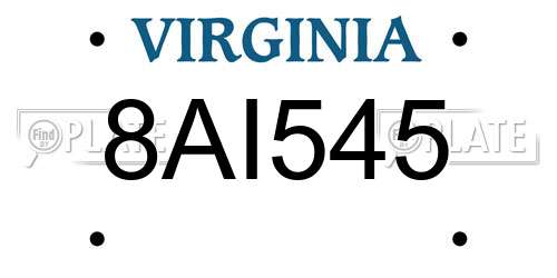8AI545 Virginia License Plate