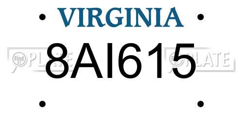 8AI615 Virginia License Plate