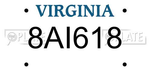 8AI618 Virginia License Plate