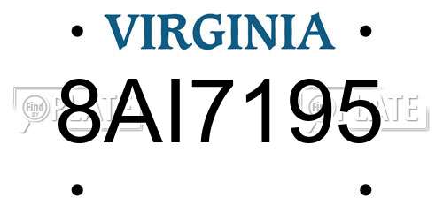 8AI7195 Virginia License Plate